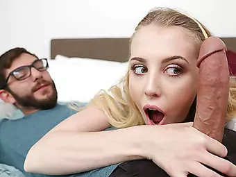 Hot blonde slut Chloe Scott gives a sloppy blowjob