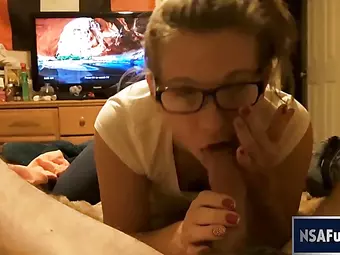 My Nerdy Horny Amateur GF Blows My Dick Before She Goes to College