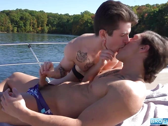 Two extremely hot gay hunks having raw sex on boat!