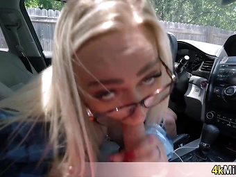 Busty stepmom Elena sucked my dick in the car and I was filming it because of reasons