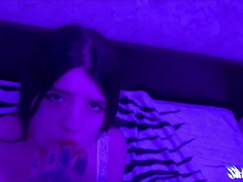 SkinLovers' neon-lit hookup is the greatest porn of all - jizz eating, blowjobs, and ample dick!
