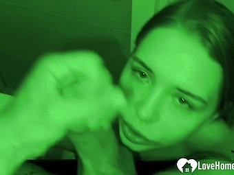 Friend sucks my dick in dark bathroom