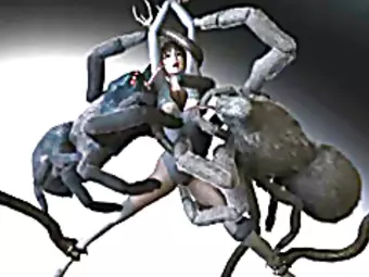 3d anime caught and brutally fucked by spider monsters